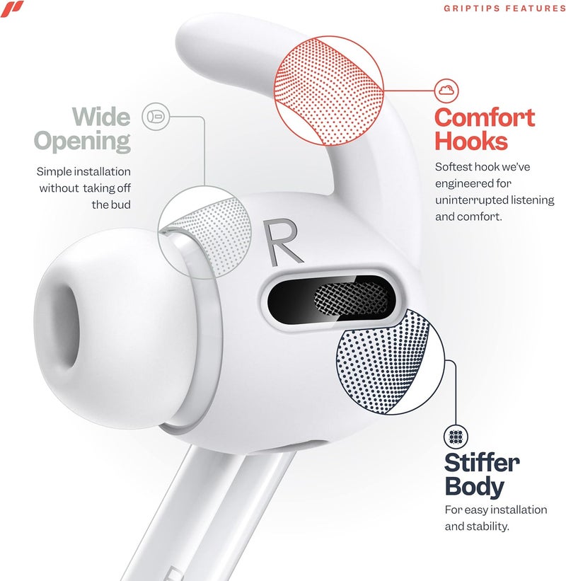 Proof Labs 3 Pairs for AirPods Pro 1st Gen Ear Hooks Covers [Added Storage Pouch] Accessories Compatible with Apple AirPods Pro Generation 1 (White) - Image 3